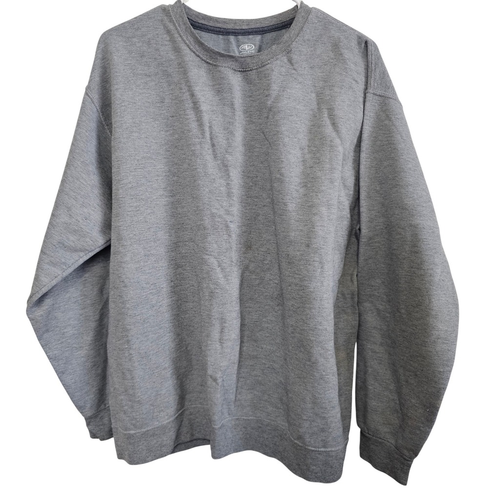 Athletic Works Mens Heather Gray Fleece Crewneck Sweatshirt Large L 42-44